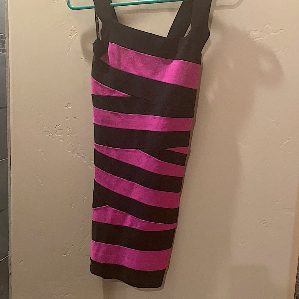 Bebe black and purple banded dress small.